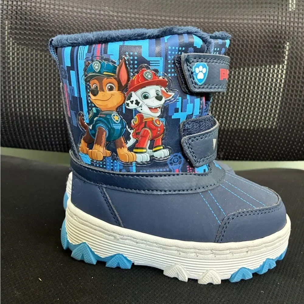 Kids Toddlers Blue Paw Patrol Winter Snow Boots Sz 7